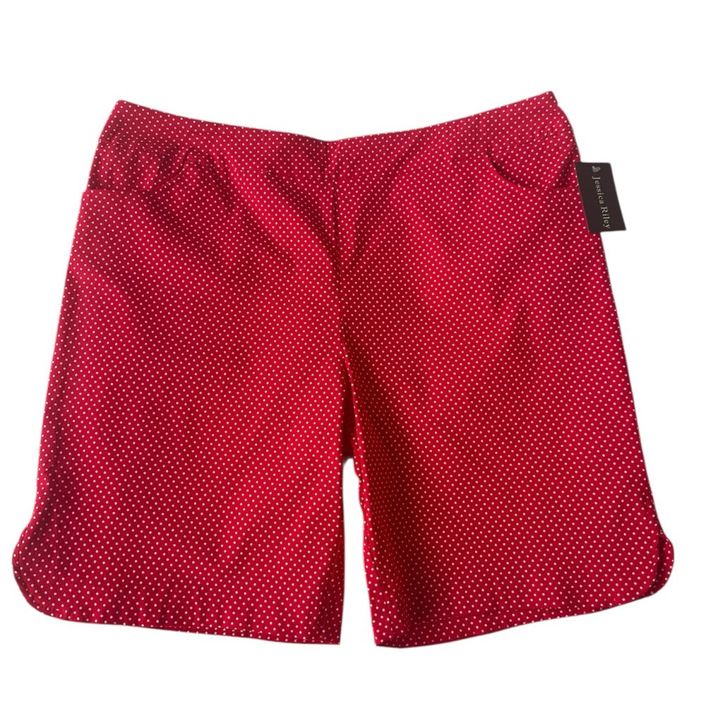 Jessica Riley Red White Polka Dot Shorts Pockets 9 Inch Inseam Woman's 3X NWT